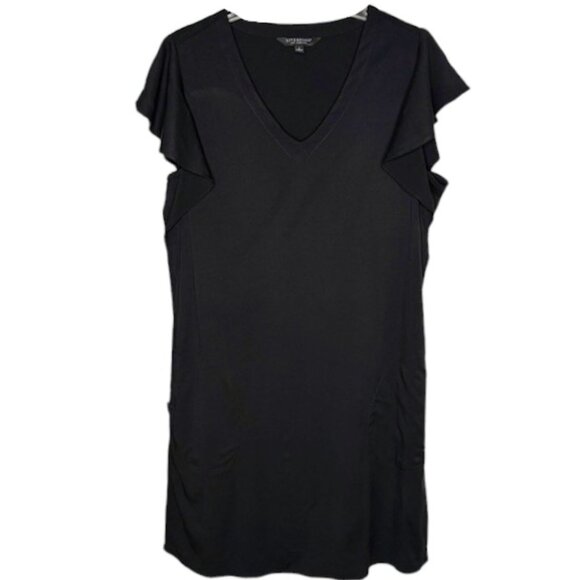 Liverpool Flutter Sleeve Sheath Dress - Black - S - Picture 3 of 9